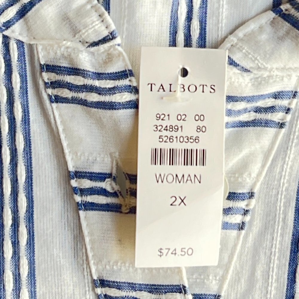 Talbots Women's Seasucker Blouse with 3/4 Sleeves, 2X - Picture 9 of 10
